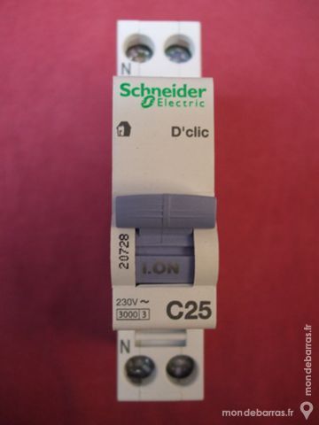 R�f 20728 DISJONCTEUR D'CLIC SCHNEIDER 1P+N 25A C 10 Tergnier (02)