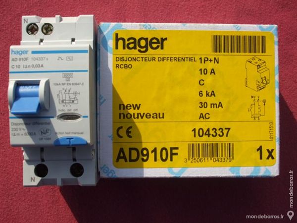R�f AD910F OU ADC910F DISJONCTEUR 1P+N 10A 30mA AC 120 Tergnier (02)