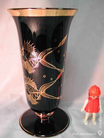 Ancien vase opaline napoleon III decor marine or 30 Dunkerque (59)