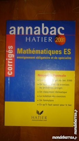 ANNABAC 2001 - CORRIGES - Math�matiques ES 2 Le Mans (72)