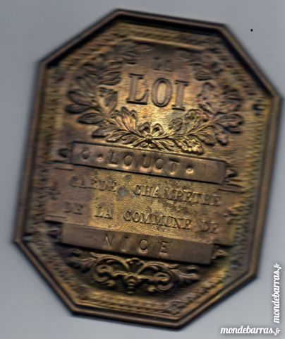 belle plaque de garde champ�tre NICE,19�me si�cle 80 Lion-sur-Mer (14)