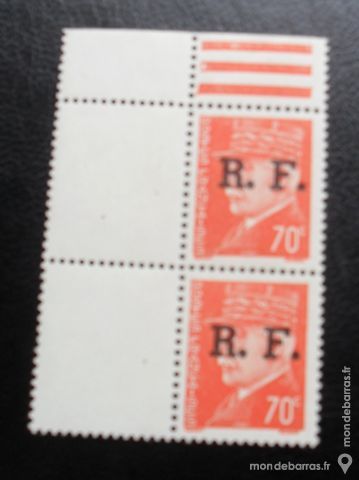 bloc  2 timbres surcharg�s de la Lib�ration 12 Montreuil (93)