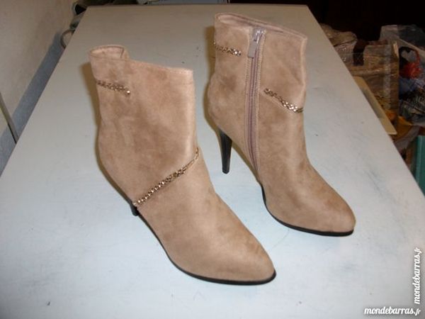 Bottines fourr�es Beige filamant dor� -12 cm-pt 39 18 Bouxwiller (67)