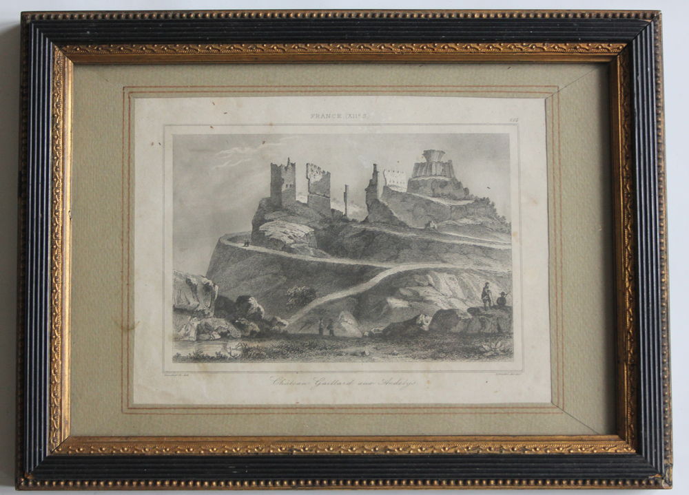 Cadre gravure XIX les Andelys Chateau Gaillard 30 Vanves (92)