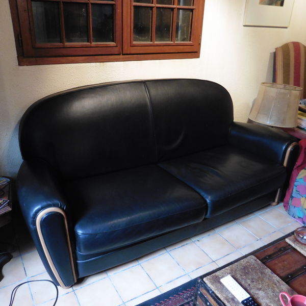 Canap� cuir buffle noir 3 places convertible 400 Clisson (44)