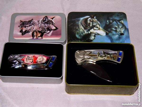 2 CANIFS COUTEAUX PLIANT INDIEN DECOR LOUPS 30 Dunkerque (59)