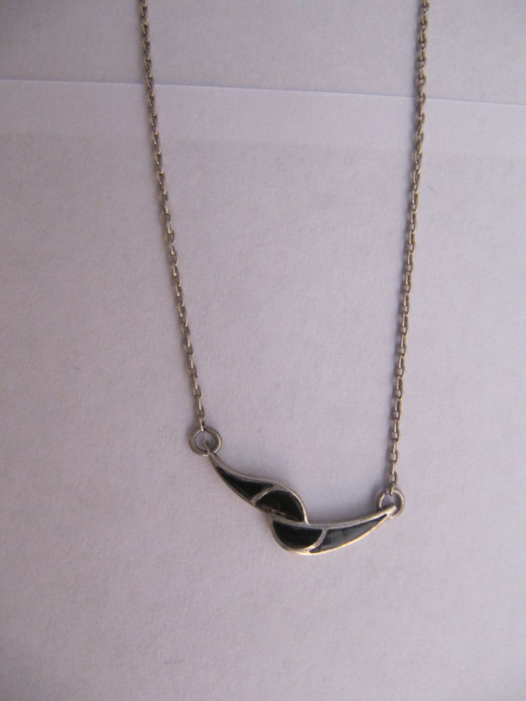 cha�ne & pendentif en argent - motif laqu� noir - super �tat 9 Saint-Priest (69)