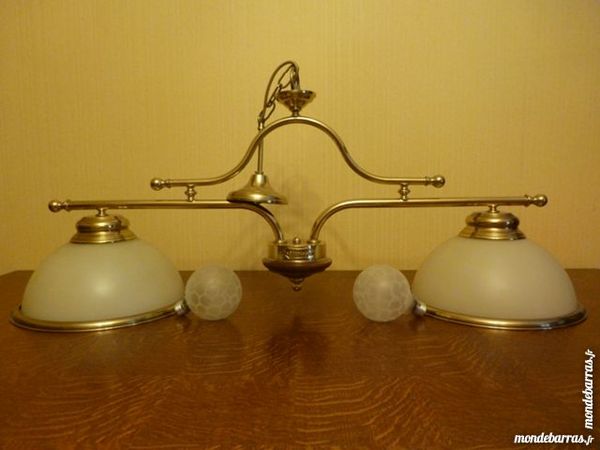 Double suspensions en laiton bois et verre opaque 175 Ponts-et-Marais (76)