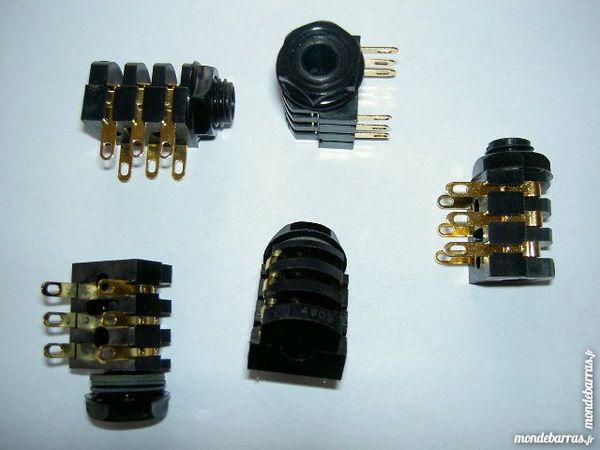 5 embases JACK � souder (femelles) 6.35mm st�r�o. 5 Fournet-Blancheroche (25)