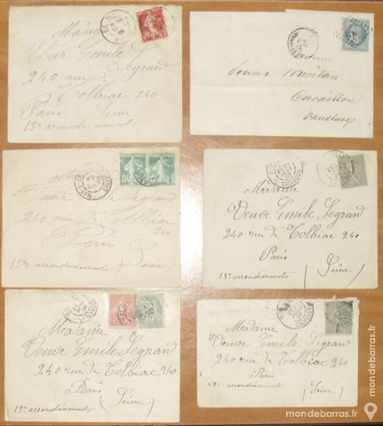 Lot de 6 enveloppes timbr�es tr�s anciennes 20 Montreuil (93)