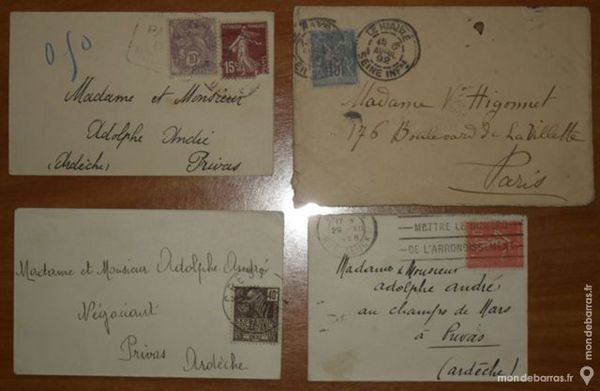 4 enveloppes timbr�es tr�s anciennes. 16 Montreuil (93)