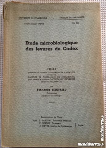 Etude microbiologique des levures  du Codex 14 Illkirch-Graffenstaden (67)