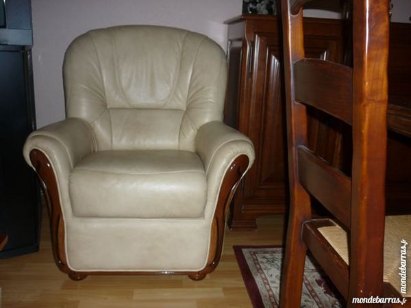 FAUTEUIL CUIR/BOIS 80 Bruges (33)