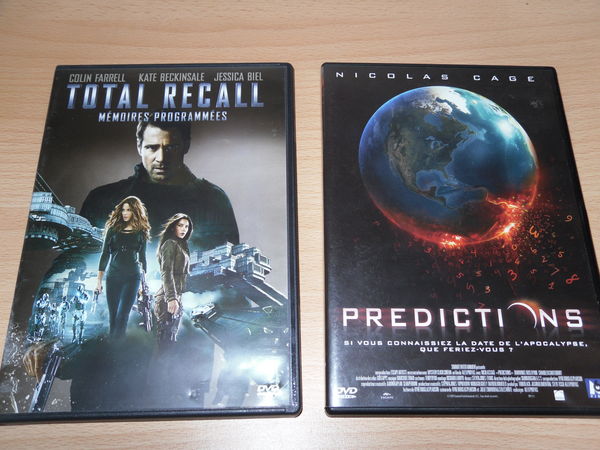 2 films Thriller : Total Recall (2012) & Pr�dictions, Lot 5 Neuville-de-Poitou (86)
