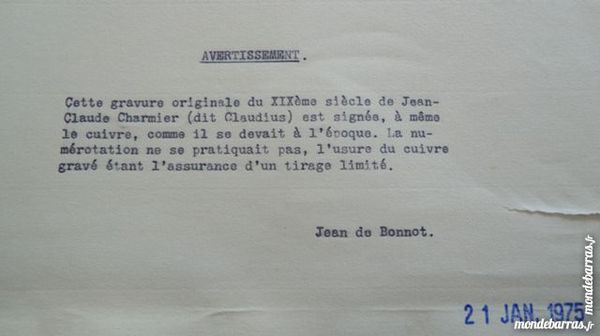 GRAVURES ORIGINALES DE JEAN CLAUDE CHARMIER 30 Massignieu-de-Rives (01)