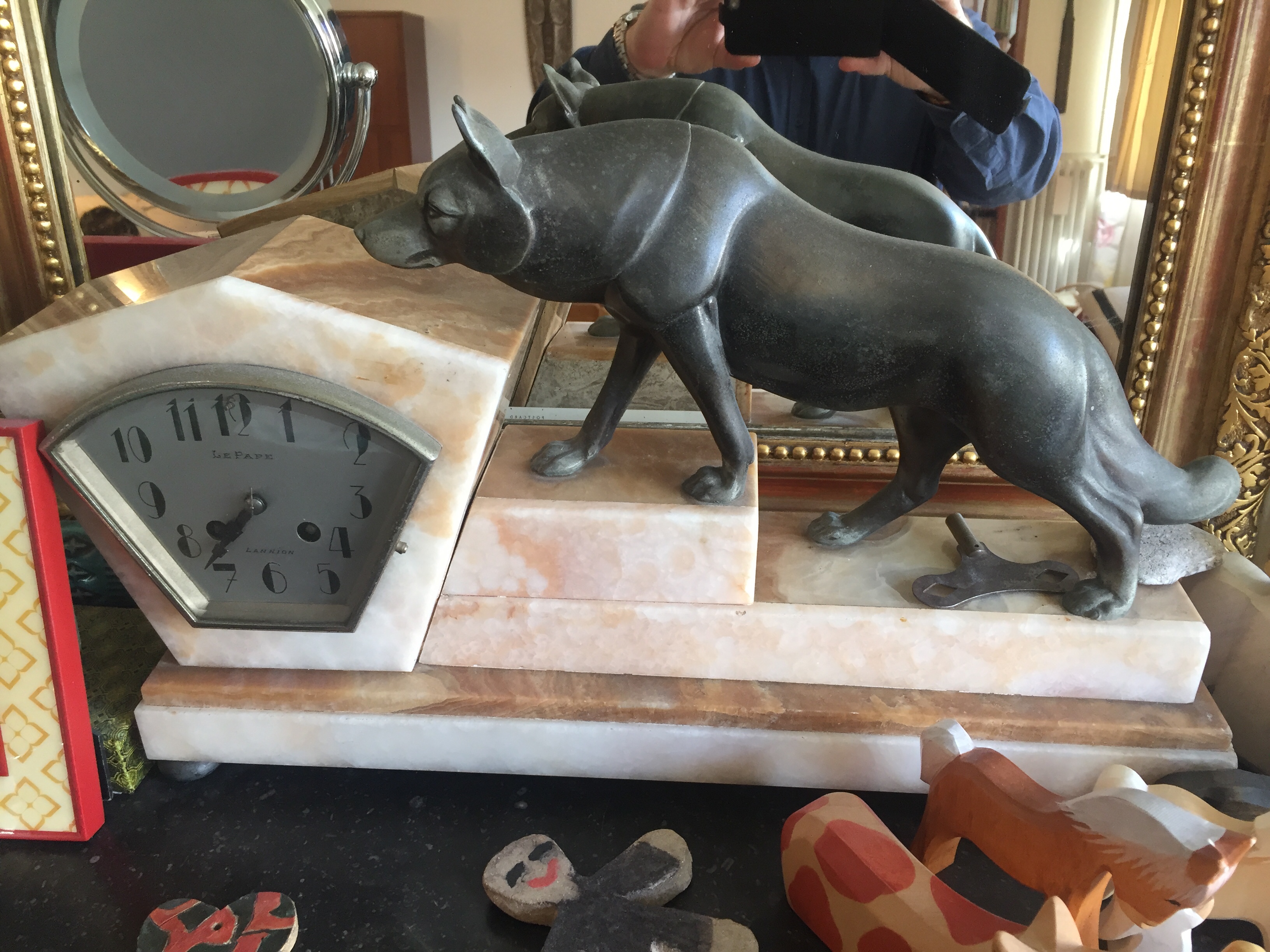 Horloge Art DECO marbre rose avec R�gule 300 Croissy-sur-Seine (78)