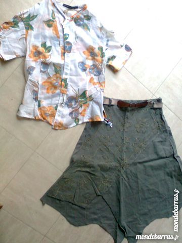 jupe vert kaki +chemisier l�ger - M - zoe 3 Martigues (13)