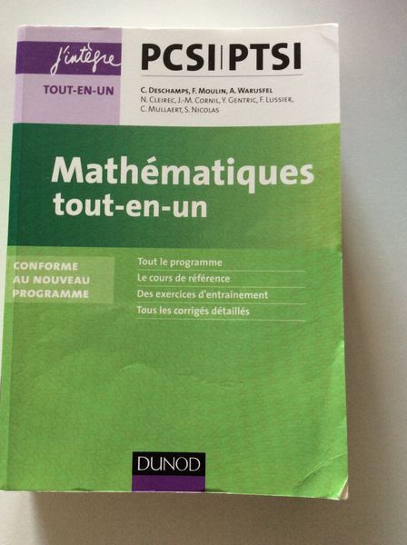 Livre de maths cours et exercices PCSI/PTSI �ditions Dunod 20 Limoges (87)