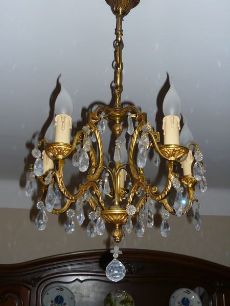 Lustre bronze et pampilles 0 Saint-Chamond (42)