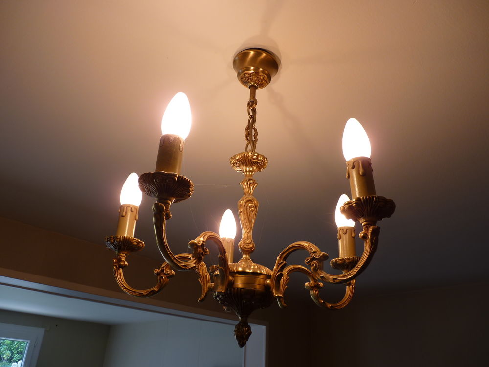 Lustre Louis XV cinq branches en bronze 150 Domont (95)