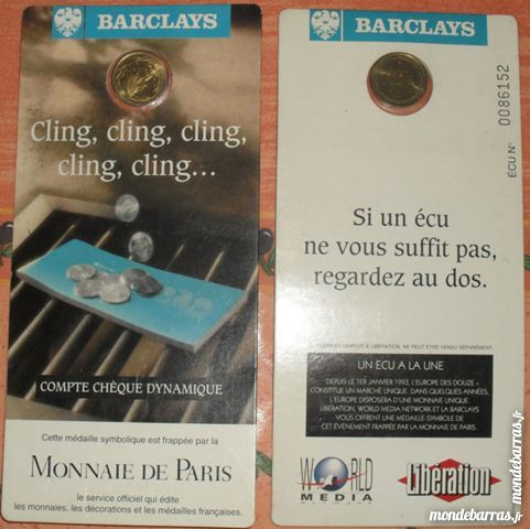 M�daille symbolique de l'ECU 1993 15 Montreuil (93)