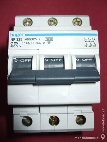 R�f NF325 OU NFN325 DISJONCTEUR HAGER 3P 25A 6kA C 50 Tergnier (02)
