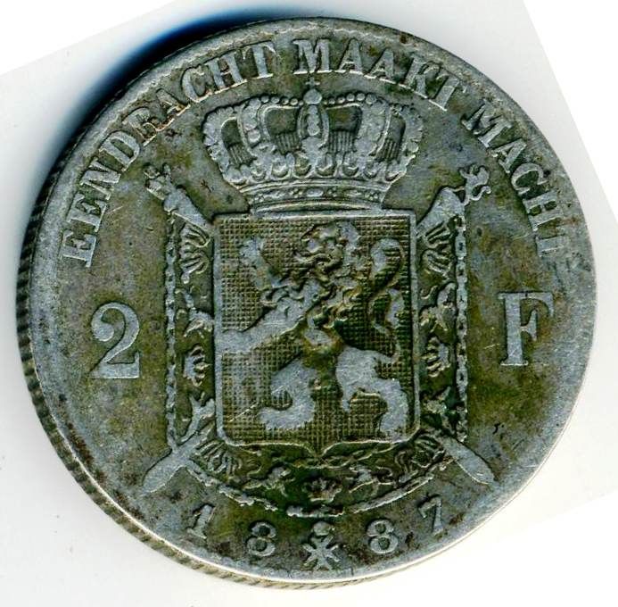 Numismatique belgique pi�ce belge 2F 1887 l�opold2 169 La Rochelle (17)