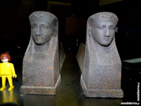 Paire chenet chemin�e tete de femme fer fonte 20 Dunkerque (59)