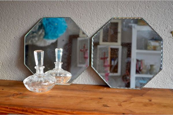 Paire de miroirs vintage r�tro actogonal art d�co 65 Wintzenheim (68)