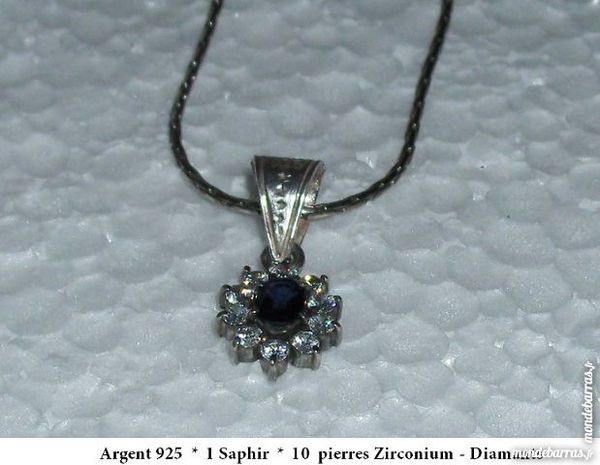 Pendentif Argent * Saphir * Zirconium 95 Antibes (06)