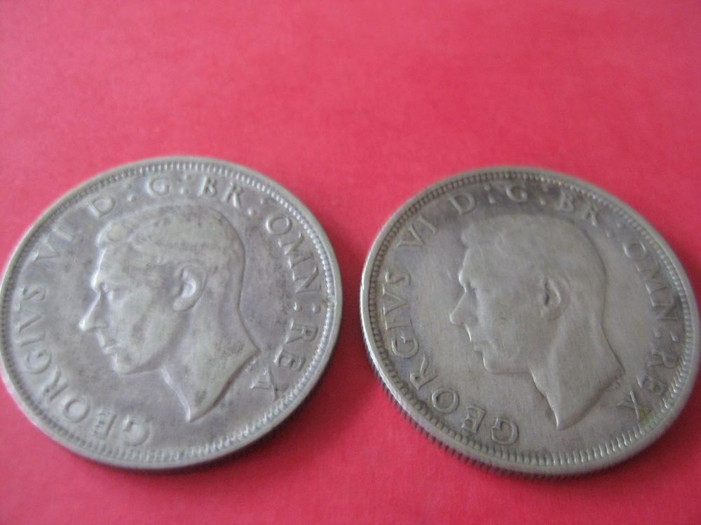 pi�ce 1/2 COURONNE GEORGE VI argent 1942-1940 0 Gennevilliers (92)