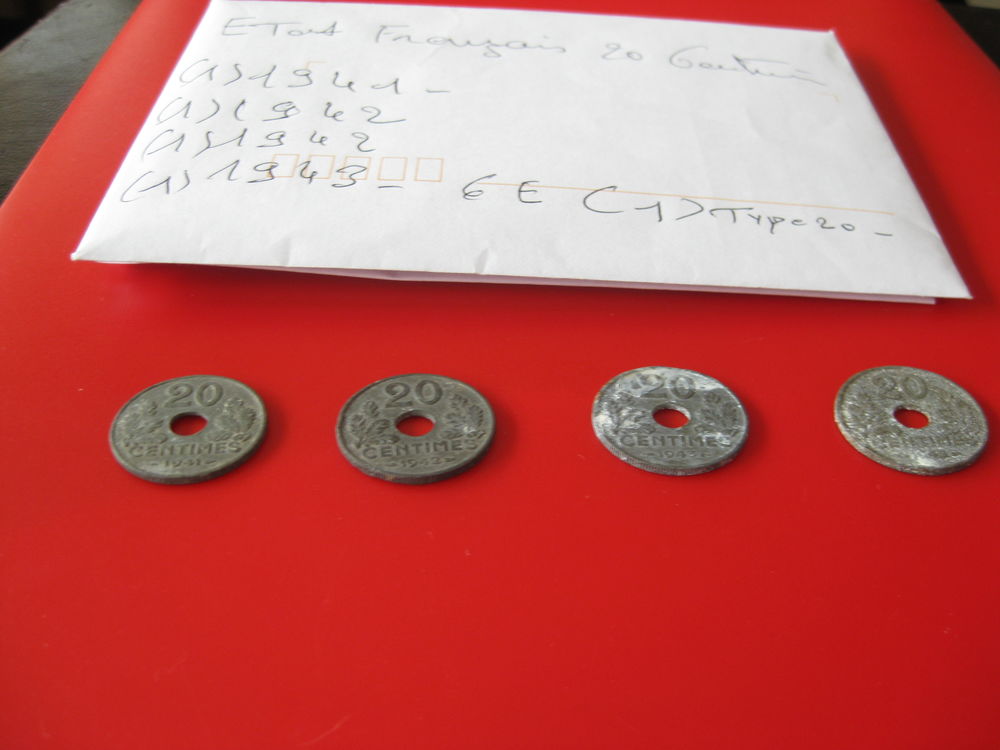 pi�ce france 20 centimes �tat fran�ais 1941 1942 1943 0 Gennevilliers (92)