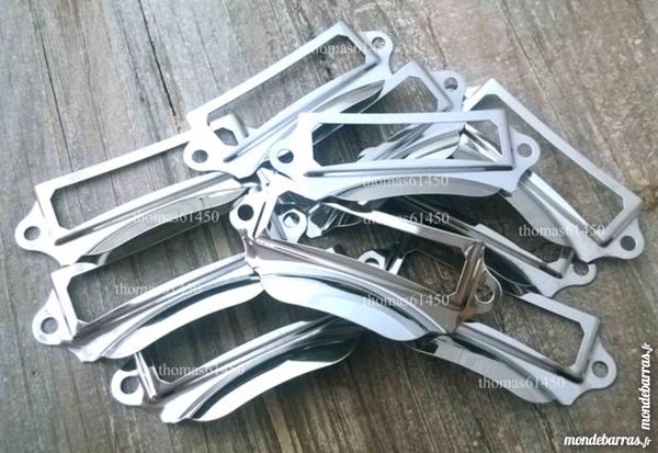 LOT 10 POIGNEE PORTE ETIQUETTE METAL CHROME TIROIR 15 Banvou (61)