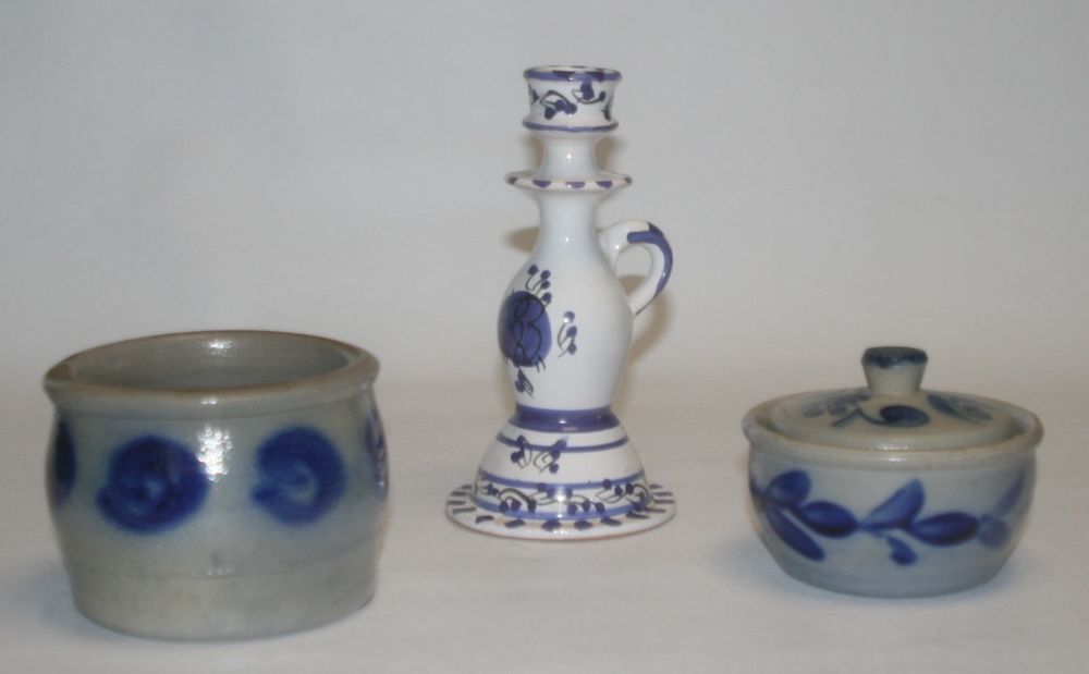 Pots en gr�s bleu et bougeoir Delft 14 Courry (30)