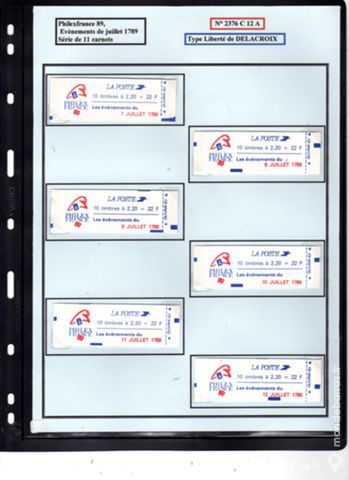 Rare : Philexfrance 89, s�rie COMPLETE de 11 carne 40 La Seyne-sur-Mer (83)