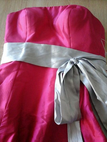 Robe Bustier Taffeta Fuchsia + Ceinture Argent / T. 36 70 Rib�court-Dreslincourt (60)