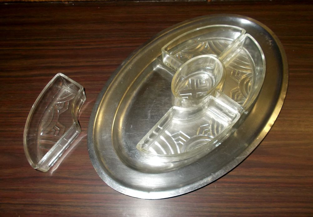 Serviteur r�cipient ap�ritif en verre (5 �l�ments) et inox 35 Monflanquin (47)