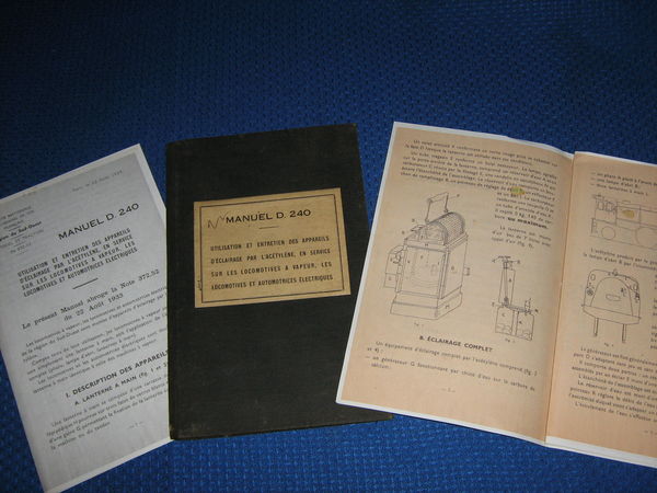 SNCF TRAIN LAMPE AC�TYL�NE COPIE DU MANUEL D 240 8 Marseille 13 (13)