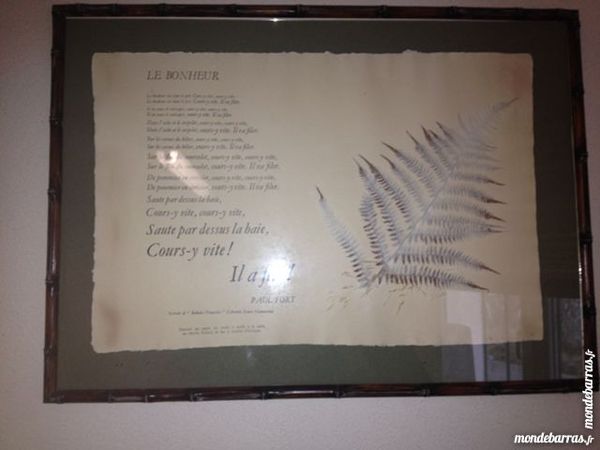 Tableau foug�re et po�me de Paul Fort  Le bonheur 30 Argel�s-sur-Mer (66)