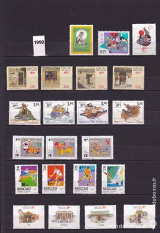 Timbres macao neufs annee complete 1992 TYPE 2 20 Jou�-l�s-Tours (37)