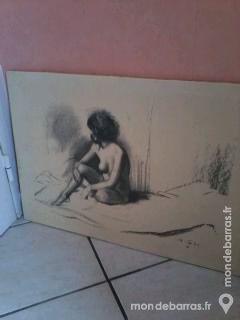 TOILE ANCIENNE FEMME NUE ASSISE 7 Saint-Martin-au-La�rt (62)