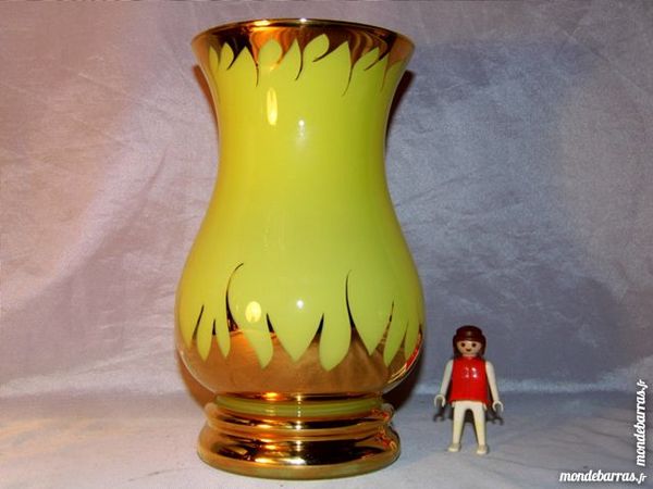 Vase opaline jaune et or  vintage ann�e 50 60 50 Dunkerque (59)