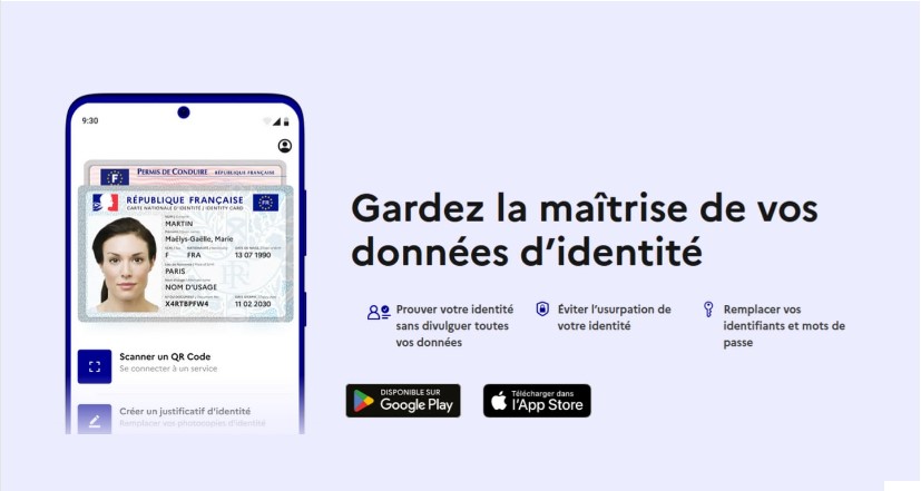 Interface de l'appli France Identit