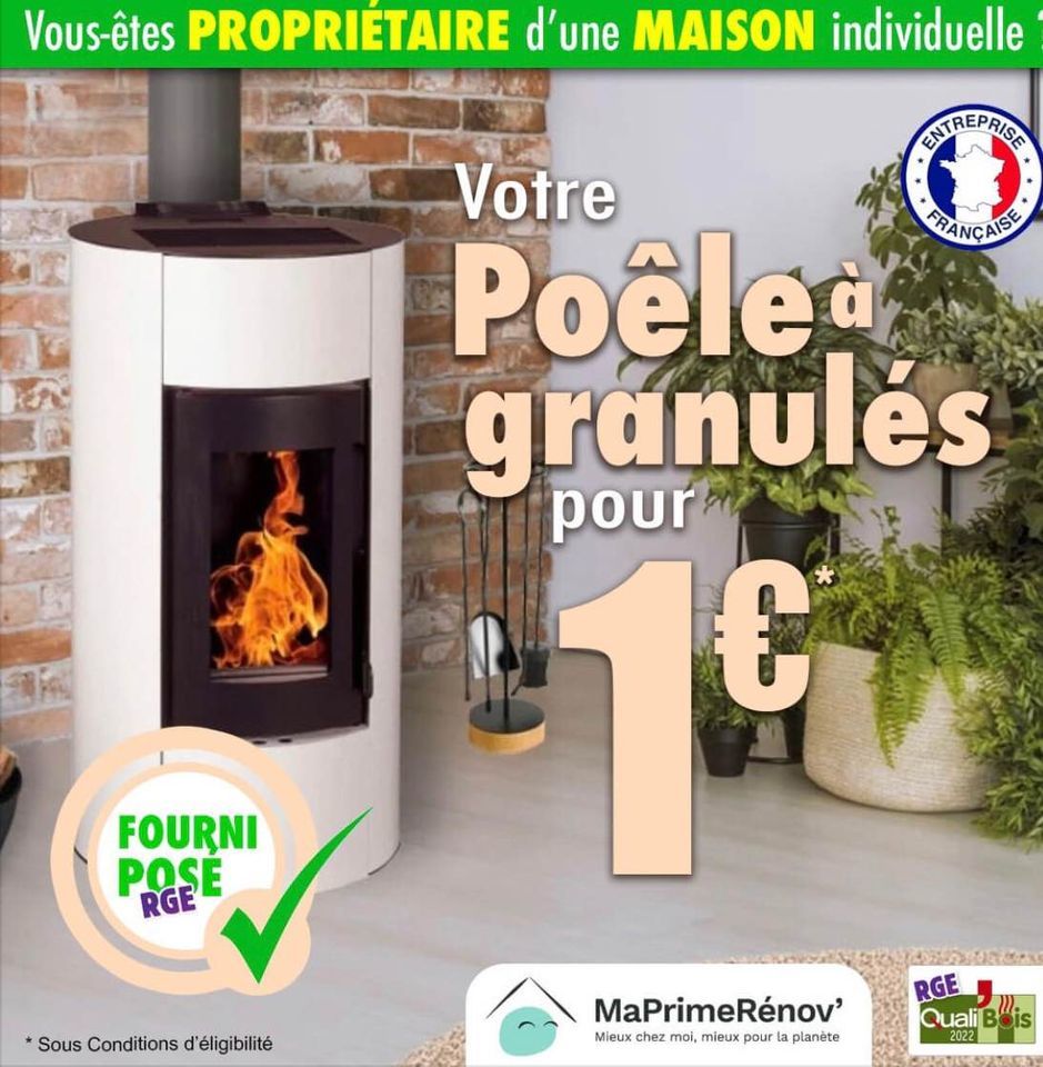🔵 Subventions  poêle à granulés 1 Mouilleron-le-Captif (85)
