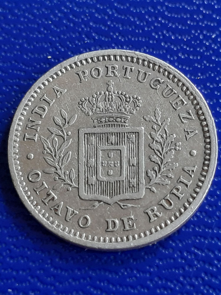 1881 Inde portugaise Goa 1/8 rupie en argent 