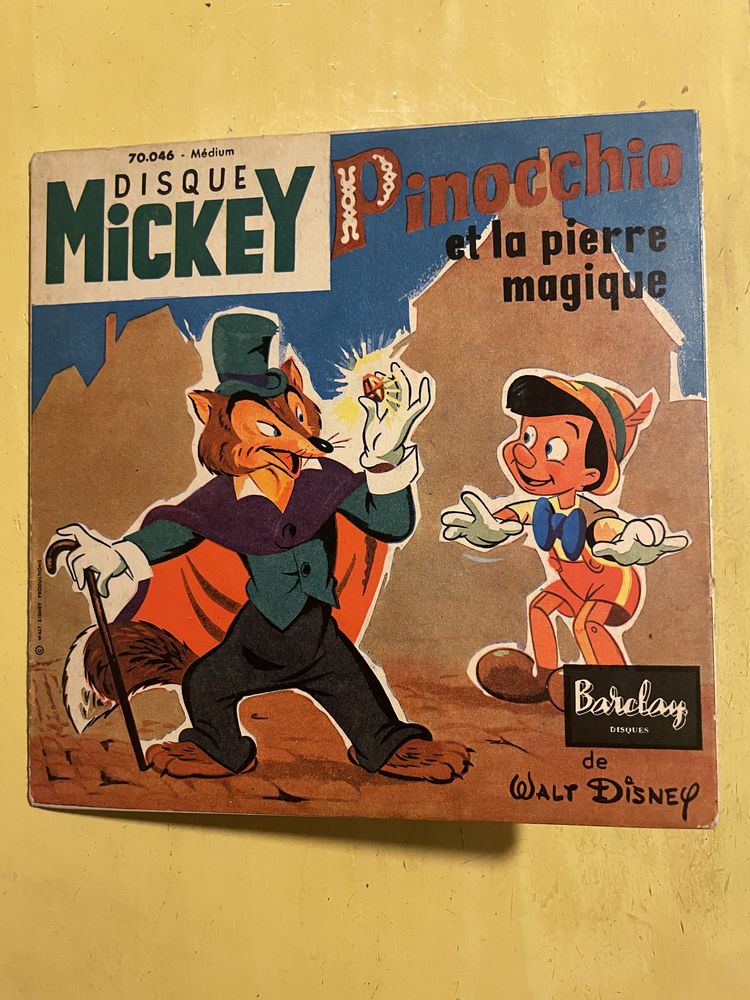 1957 Livre-disque MICKEY PINOCCHIO la pierre magique BARCLAY 45 Vigneux-sur-Seine (91)