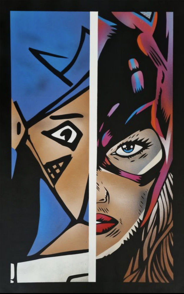 F�R (1978) Picasso Vs Batwoman - pop art streetart - aerosol 350 Breuillet (91)