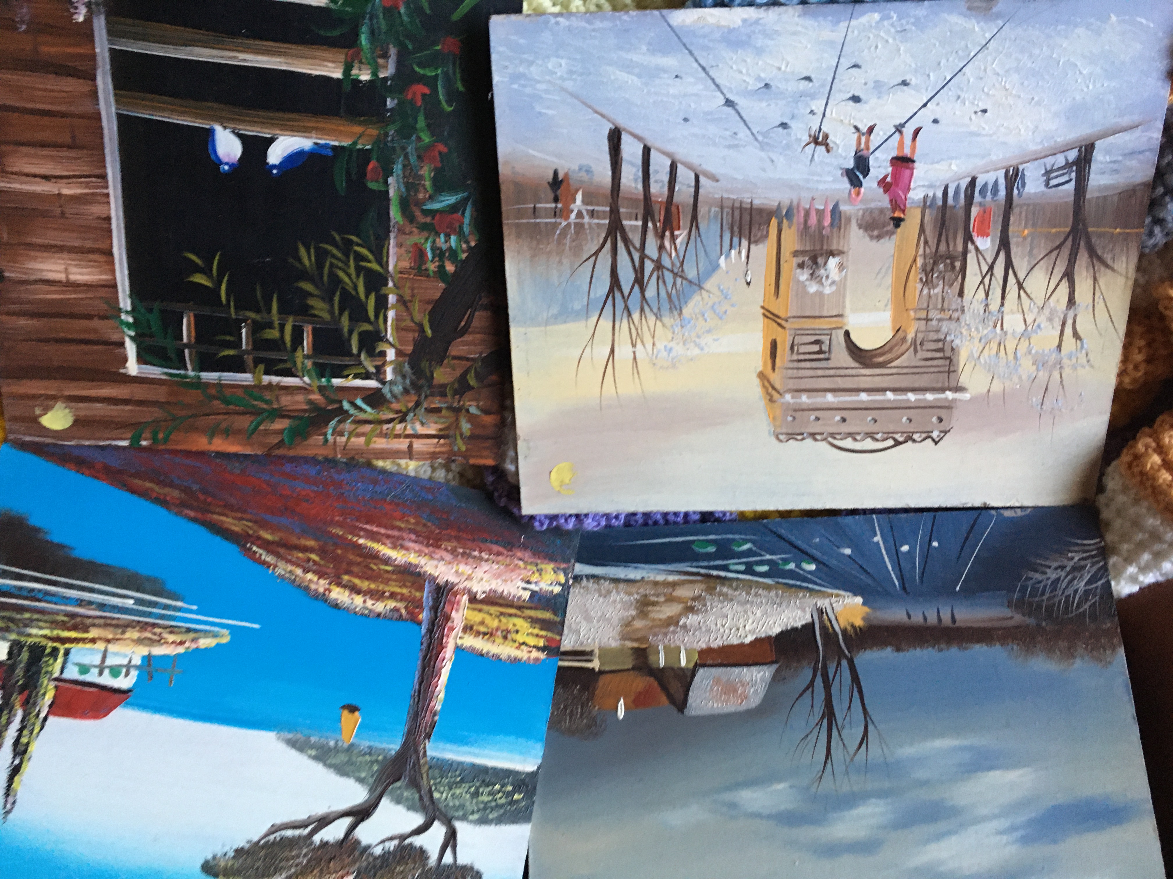 4tableaux peints au couteau voir et prendre sur place 40e 40 Saint-Julien-les-Rosiers (30)