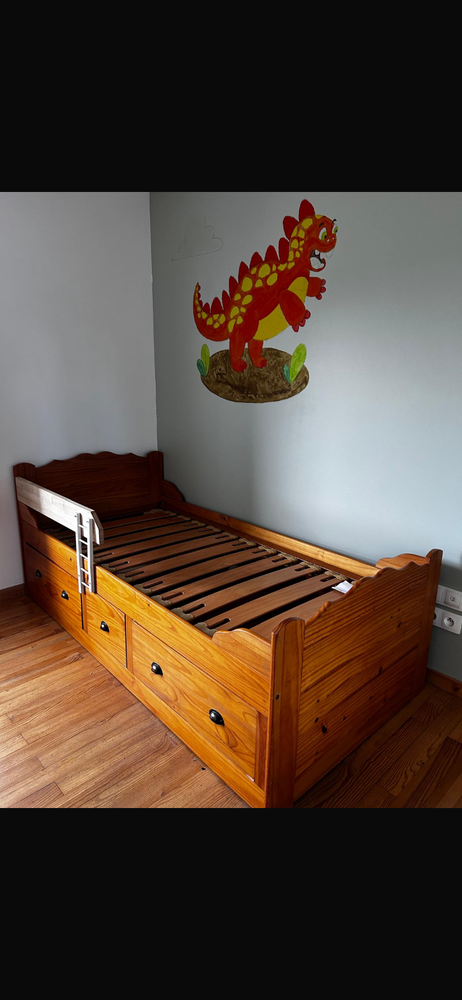 Lit 90x190 bois Massif + sommier � lattes 110 Briennon (42)