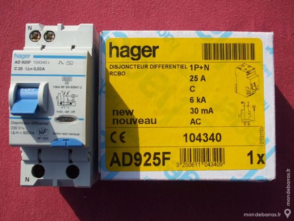 R�f AD925F OU ADC925F DISJONCTEUR 1P+N 25A 30mA AC 125 Tergnier (02)